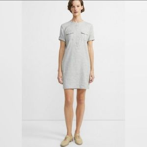 Theory Lina Linen Shirtdress Grey/White Sz 8